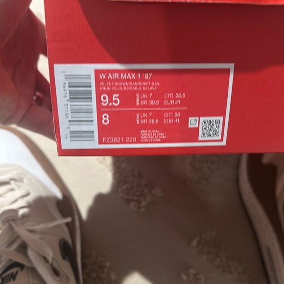 Nike Women’s Air Max 1 ‘87 White and Tan Sneakers - Picture 6 of 6